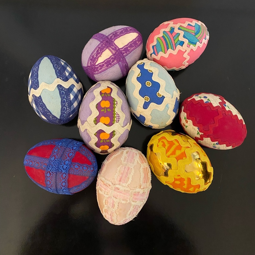 Lot of 9 Vintage 1970s Hand-Decorated L'eggs Easter Eggs